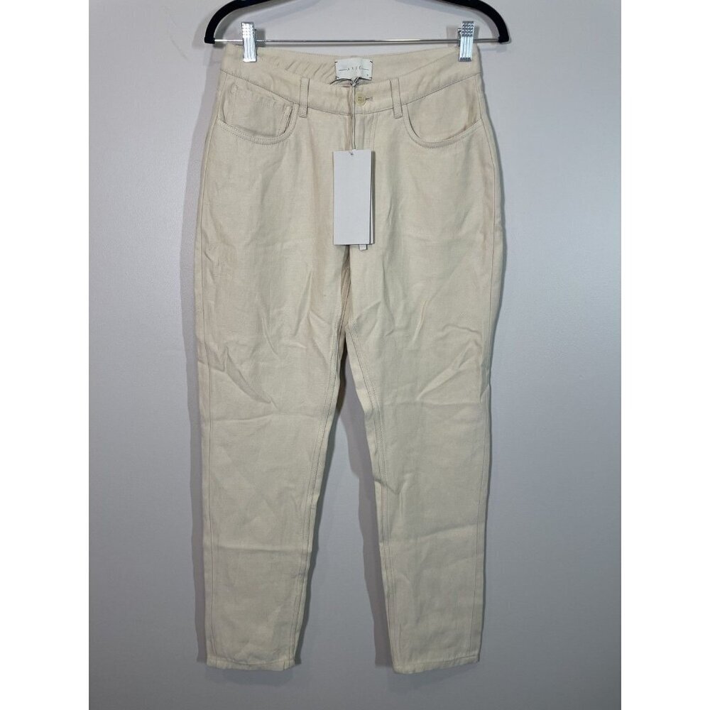 Arje NWT Beige Pocket Pants‎ Size 0 Italian Linen Blend Fabric New Quiet Luxury